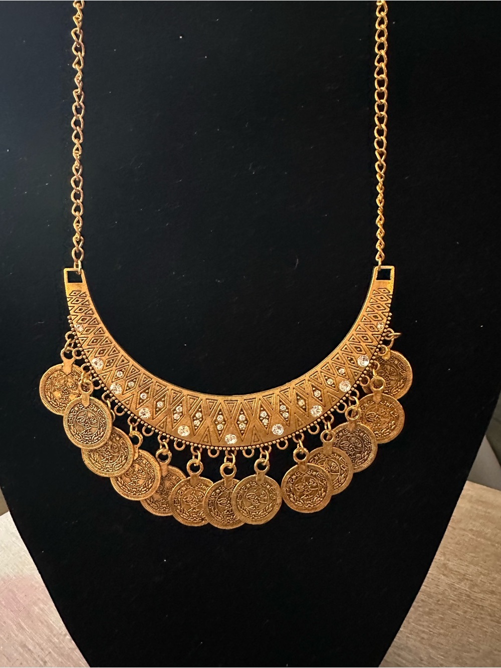 Vintage Gold Coin Dangle Statement Necklace - Women Jewelry